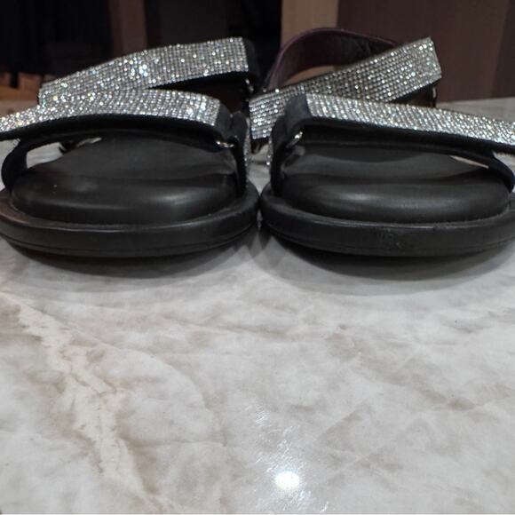 STAUD Black Flat rhinestone Sandals with Velcro closures size 39 - Picture 13 of 14